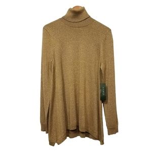 Lauren / Ralph Lauren Gold Flowy Turtleneck